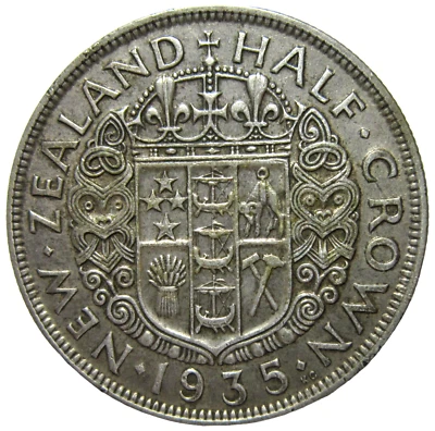 NEW ZEALAND. SILVER 1/2 CROWN, 1935. KING GEORGE V. - Image 1 of 2