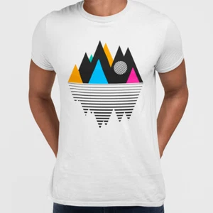 Minimal Design T-Shirt Mountain Geometry Design Composition - Picture 1 of 13