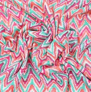 Cotton Single Knit Jersey Fabric in Zig Zag Chevron Pattern - Picture 1 of 10