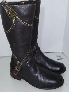 United Colors of benetton Brown Leather Boots Side Zipper Womens Size 36 - Picture 1 of 12