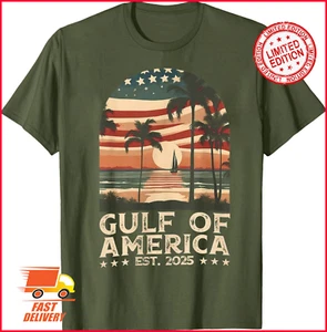 Retro Gulf Of USA America Est 2025 American Flag Gulf Mexico T-Shirt - Picture 1 of 3