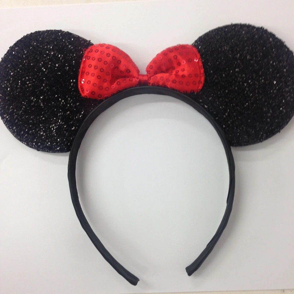Diadema Orejas Minnie Mickey Mouse Brillo Minnie Rojo Lazo Disfraz/Favor Foto 1 de 1