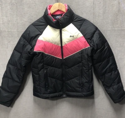 Chaqueta acolchada Le Tigre talla M negra rosa cierre completo con cremallera y bolsillos plumón de pato Foto 1 de 4