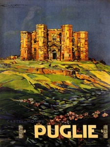PUGLIA SOUTHERN ITALY CASTEL DEL MONTE ITALIAN TRAVEL VINTAGE POSTER REPRO - Picture 1 of 3