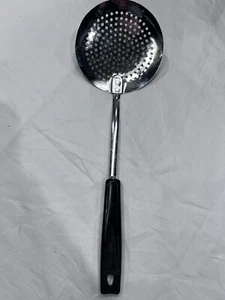 EKCO Round Skimmer/Strainer Spoon w Black Handle Stainless, 13" overall Utensil - Picture 1 of 4