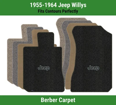 Alfombrillas delanteras Lloyd Berber para Jeep Willys '55-64 con Jeep negro sobre plateado Foto 1 de 4