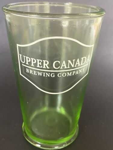 Upper Canada Brewing Company Green Beer Glass  Tumbler Embossed Canoe