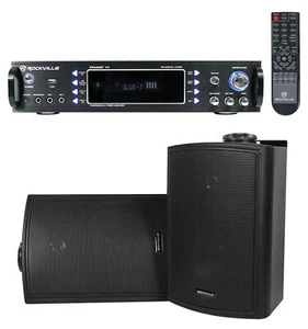 Rockville Home Theater Bluetooth Receiver + (2) 5.25" Speakers w/Swivel Brackets - Picture 1 of 11