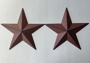 Set/2 BURGUNDY BLACK BARN STARS STAR 8" PRIMITIVE COUNTRY FARMHOUSE DISTRESSED - Picture 1 of 6