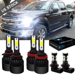 For 2015-2018 Ford F-150 6000K LED Headlight Hi/Lo + Fog Light Bulbs Combo 6x - Picture 1 of 12