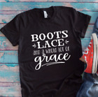 Boots, Lace, and a Whole Lot of Grace Black Unisex Short-Sleeve T-shirt