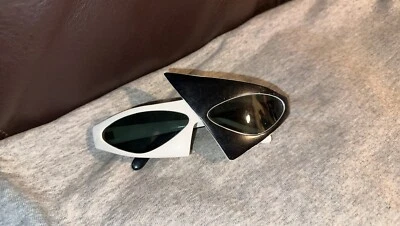 Vintage Asymmetric Black & White Back to the Future Masquerade Sunglasses Korea - Image 1 of 4