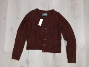 American Eagle Cropped Button Up Cable Knit Brown Cardigan Pullover Gr. XS - Bild 1 von 2