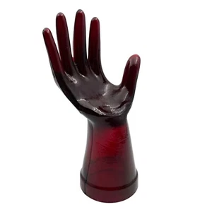 Soporte de exhibición de joyería de mano de vidrio rojo rubí de colección soporte de anillo brillante UV pesado cadmio - Imagen 1 de 18