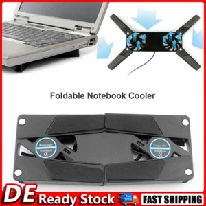 Laptop Cooler with 2 Fans USB Powered Foldable Cooling Pad for Notebook PC DE - Afbeelding 1 van 4