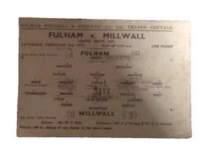 FULHAM V MILLWALL - FOOTBALL LEAGUE SOUTH CUP - 3/2/1945 - COPY - Picture 1 of 1