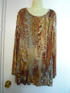 LOGO LORI GOLDSTEIN TUNIC TOP-SZ LG-ROUND NECK- LONG SLEEVE-KNIT-ABSTRACT ANIMAL - Picture 1 of 8