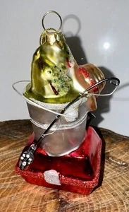 Robert Stanley Tackle Box Fishing Pole Fisherman Glass Christmas Ornament NOS - Picture 1 of 13