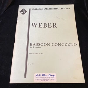 KALMUS ORCHESTRA LIBRARY WEBER BASSOON CONCERTO Orchestra Score F Major - Picture 1 of 6
