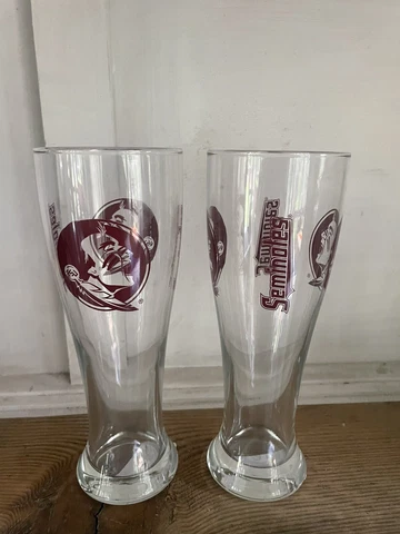 Florida State Seminoles Pilsner Style Beer Glasses Set of 2 Pint glass 12oz Cover