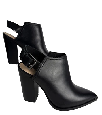 Botines/mulas halógenos de cuero negro con puntera puntiaguda 5 nuevos sin caja Foto 1 de 4