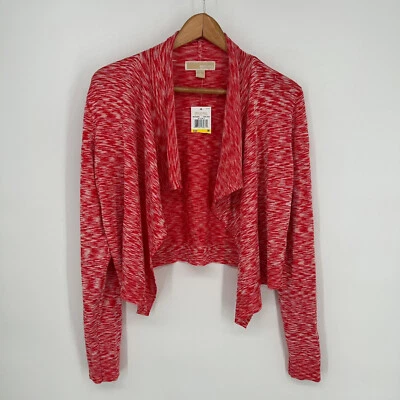 Michael Kors毛衣女式中号红色珊瑚玫瑰开襟开衫 — 第 1/4 张图片