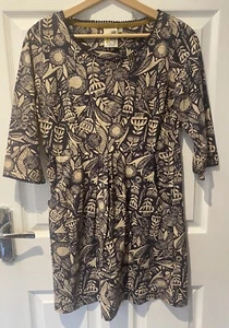 Weird Fish Dress Size UK 10 Navy With Flower Print Women's Dress 3/4 Sleeve VGC - Picture 1 of 8