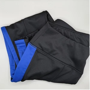 Black Active Leggings Blue Trim Athletic Pants Activewear /Fleece Lining Size LP - Picture 1 of 7