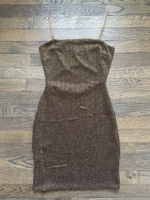 Vestido ceñido al cuerpo dorado/marrón brillante, para mujer talla pequeña 4/6, vestido de fiesta de Año Nuevo Foto 1 de 3