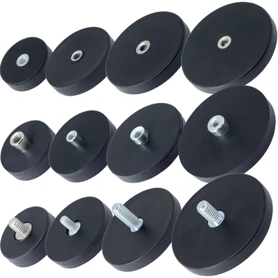 Neodym Magnet gummiert mit Gewinde Topfmagnet M4 bis M8 Größe 22mm bis 88mm - Bild 1 von 4