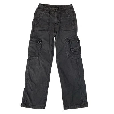 American Eagle Cargo Pants 00 Short Women Black Low Rise Utility Cinch Hem Y2K - Image 1 of 4