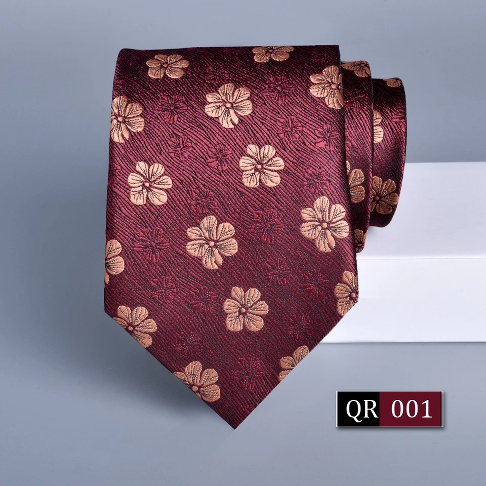 Men's Formal Tie Jacquard Design 8cm Embroidered Floral Wedding Regular Prom  - image 1 of 1