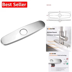 Rust-Resistant 10-Inch Deck Plate - Perfect Brushed Nickel Cover for Faucets - Picture 1 of 10