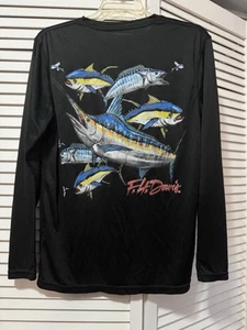 F H Davis Fishing Shirt T-Shirt Black Long Sleeve Size S - Picture 1 of 7