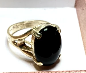 Sterling Silber großer ovaler echter Onyx Ring gemarkt 925 Gr. 7 & 3/4 massiv Ring - Bild 1 von 9