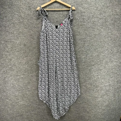 Mono Vince Camuto Mujer XL Negro Floral Cremallera Cuello en V Sin Mangas Informal Foto 1 de 4