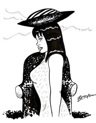 Boceto artístico original de cómic Beto Hernández Love & Rockets firmado por Palomar  Foto 1 de 2