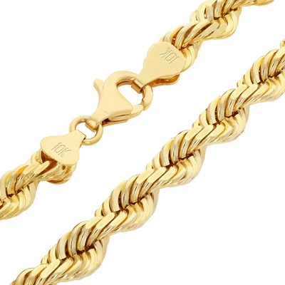 Collar de cadena de cuerda con corte de diamante de 1,5 mm-10 mm de oro amarillo de 10 quilates para hombre y mujer de 16"-30" Foto 1 de 4