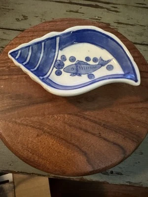Dipping Sauce Bowl Pier 1 Imports Fish Blue White Small 1990s Condiment - Image 1 of 4
