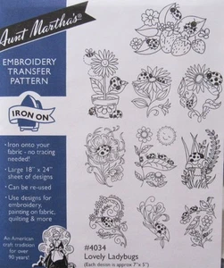 Motif transfert broderie marguerite fraise Aunt Martha's 4034 LOVELY LADYBUGS - Photo 1/1