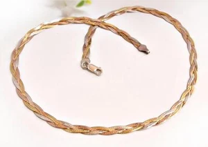 Kette Silber 925 Halskette geflochten vergoldet 45 cm echt Sterlingsilber SD217 - Bild 1 von 5