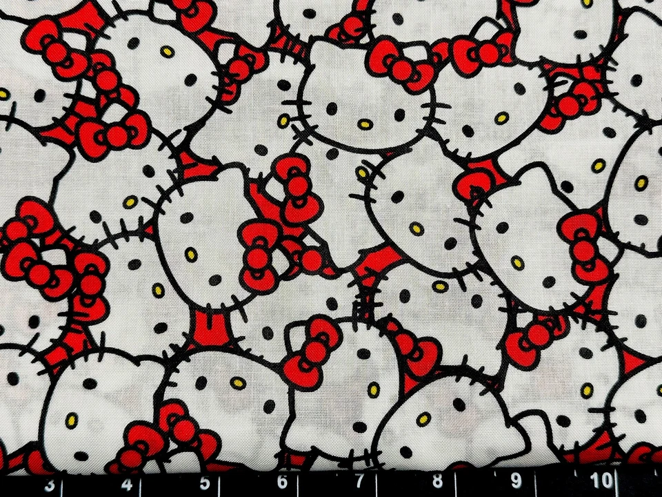 Tina Scrap 9"x21" Hello Kitty Packed White Red Cute Bow Sanrio FABRIC COTTON - Image 1 of 1