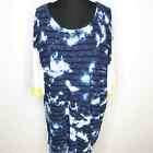 We the Free navy blue white yellow tie dye knit tunic top / dress size Large