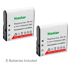 2x Kastar Battery for Casio NP-40 NP40 Kodak LB-060 AZ521 AZ361 AZ501 AZ522 - Picture 1 of 3