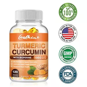 120 piezas de curcumina de cúrcuma 95% 1950 mg-BioPerine extracto de - Imagen 1 de 11