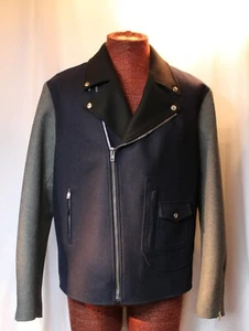 Alexander McQueen Motorradjacke Mantel blau, schwarz&grau Wolle Gr. 54    - Bild 1 von 12