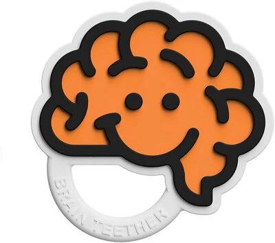 Fat Brain Toys Brain Teether - Orange Baby Toys & Gifts for Babies BPA Free - Image 1 of 4
