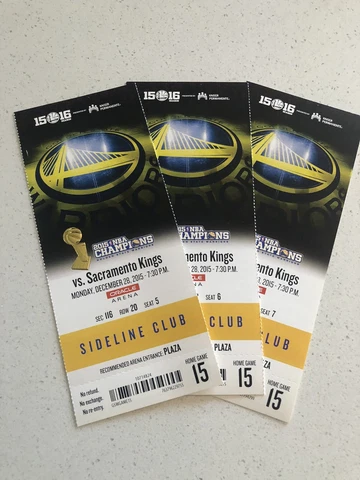 2015-16 Golden State Warriors v Kings SEASON TICKET Win #29 73 Win Season RARE Cover