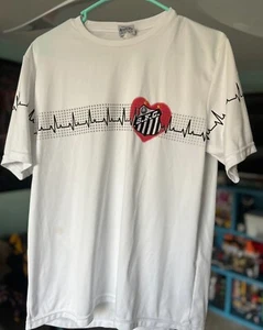 Brazilian Santos FC T-Shirt Paixao Santista SFC Heartbeat T-Shirt Men's Size L - Picture 1 of 5
