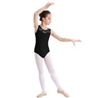 Girls Sleeveless Ballet Dance Leotard Lace Splice Open Back Gymnastics Bodysuits